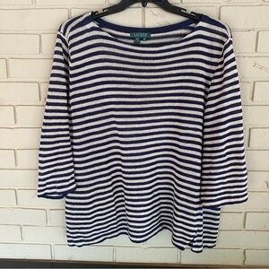 Lauren Ralph Lauren Striped 100% Linen Nautical Sweater Women's Plus Size 3X